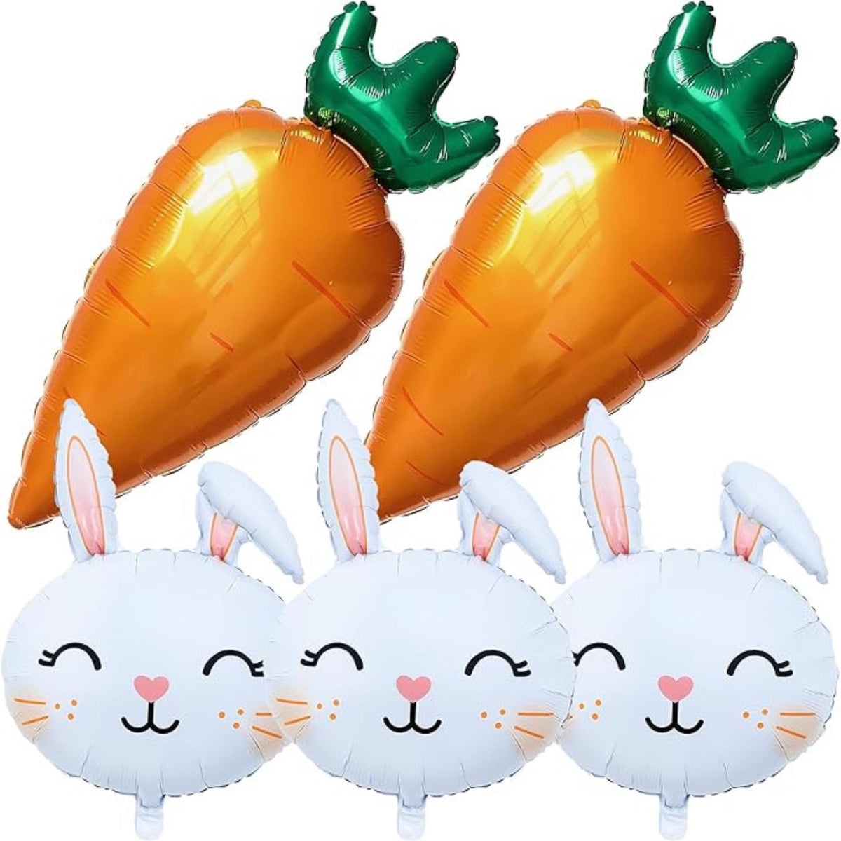 Easter Bunny Balloons Set of 5 Rabbit Head Carrot Foil Mylar Party Decor Supplies