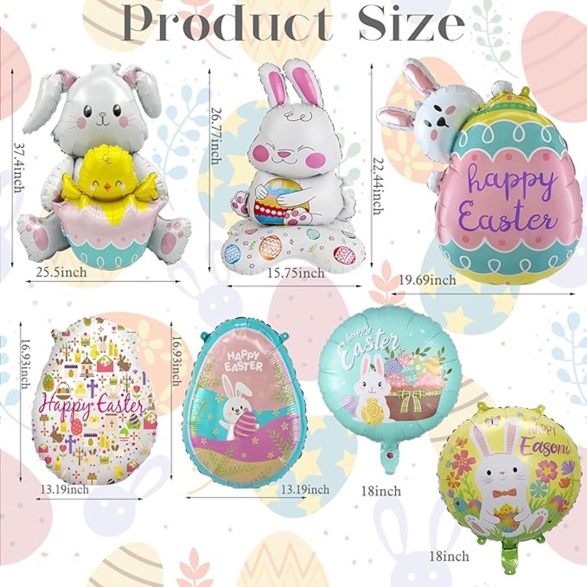 Easter Balloons Set of 7 Bunny Chick Egg Foil Party Decor for Spring Celebration