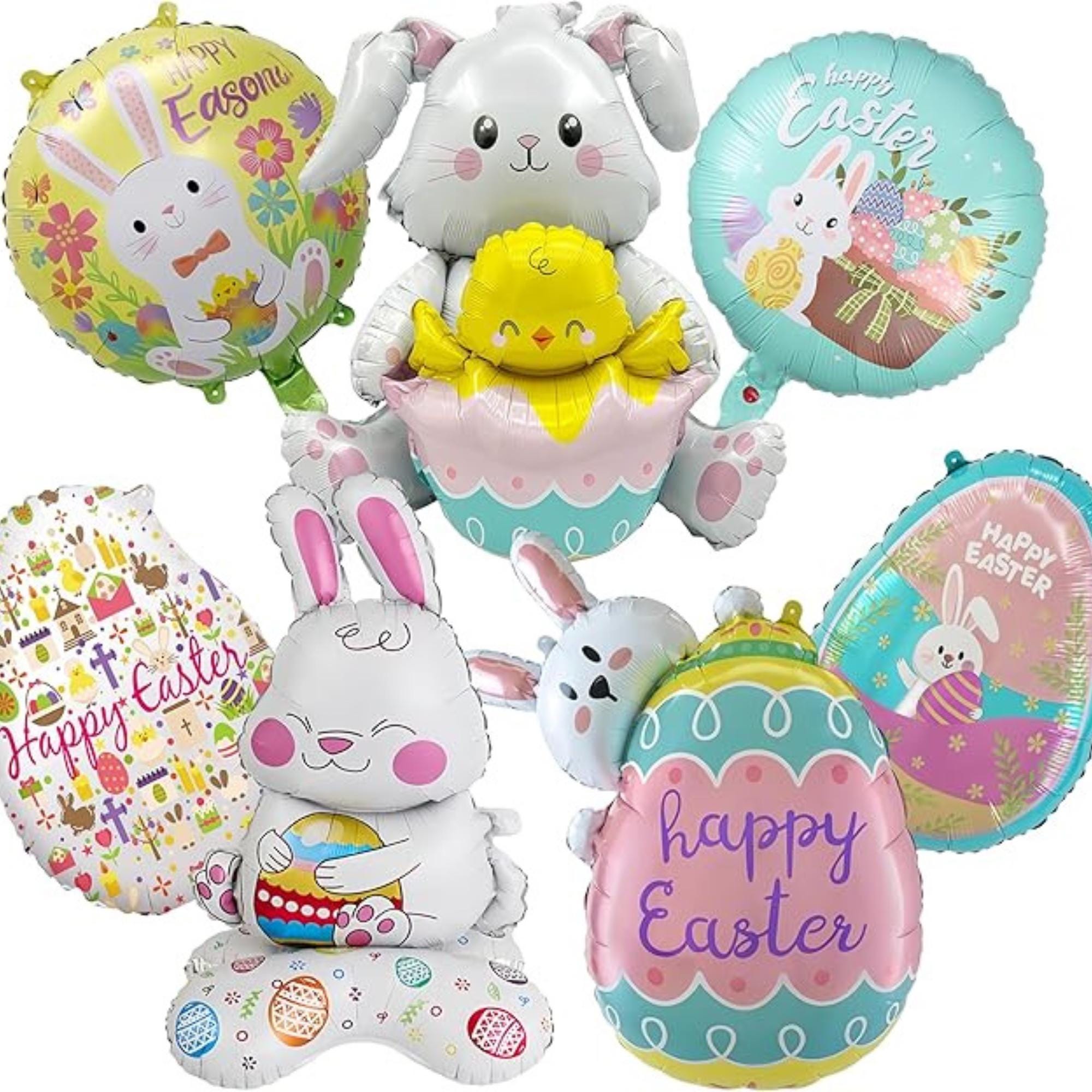 Easter Balloons Set of 7 Bunny Chick Egg Foil Party Decor for Spring Celebration