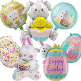 Easter Balloons Set of 7 Bunny Chick Egg Foil Party Decor for Spring Celebration