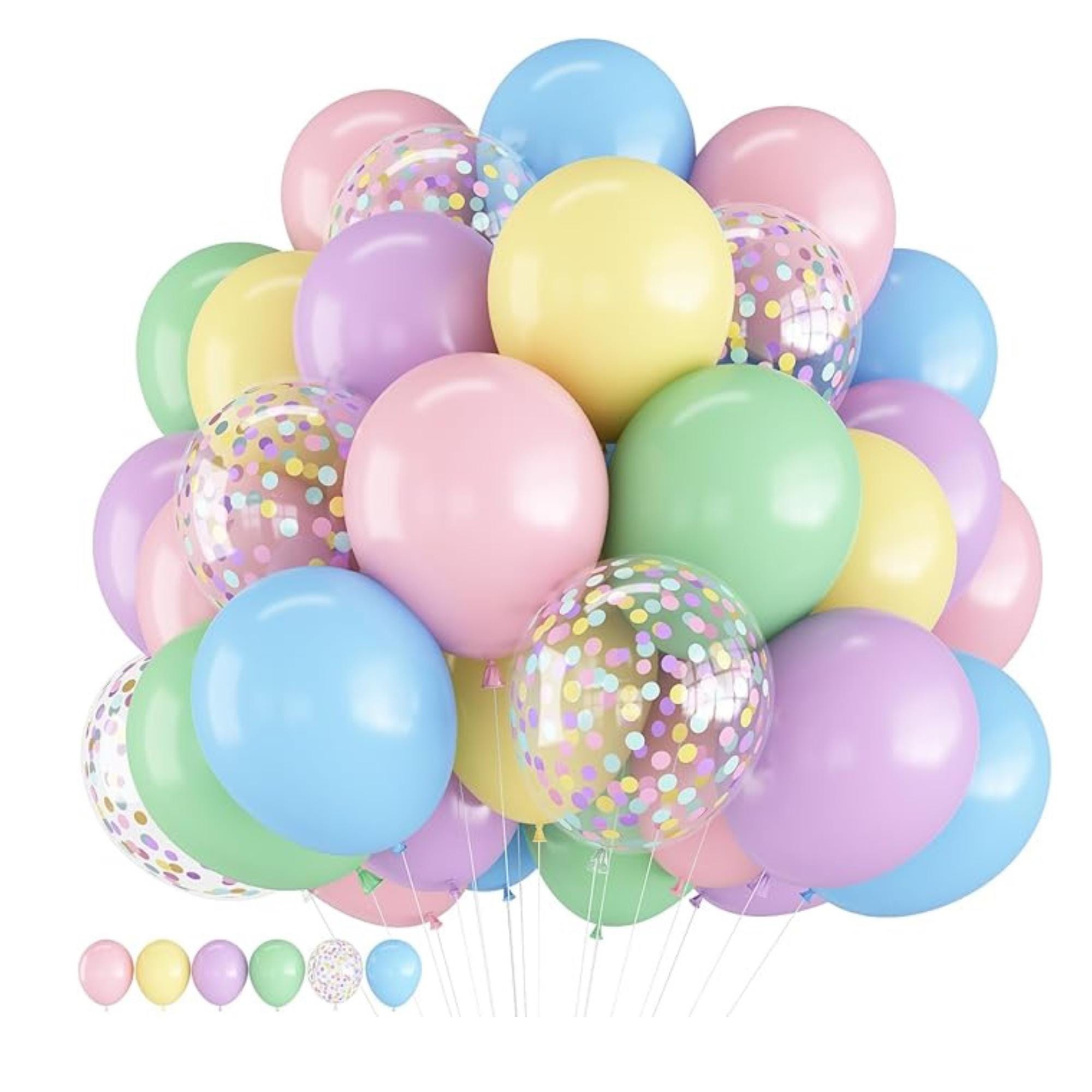 Pastel Balloons 12 Inch Macaron Rainbow Latex Confetti Party Decor for Events