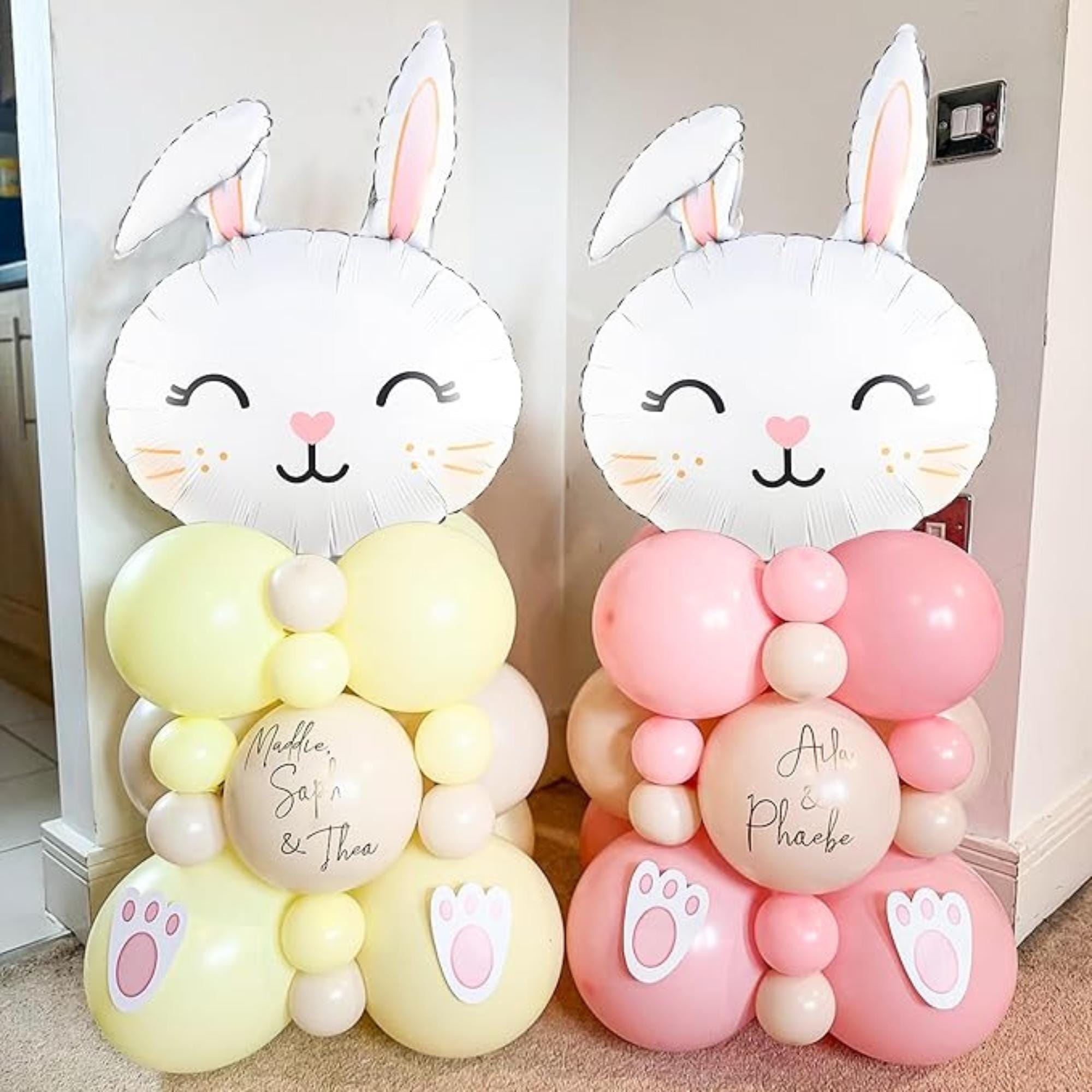 Easter Rabbit Balloons Set of 6 Large Bunny Foil Party Decor for Birthday Events