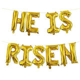 He Is Risen Balloon Banner Gold Foil Letters Easter Church Party Decor Supplies