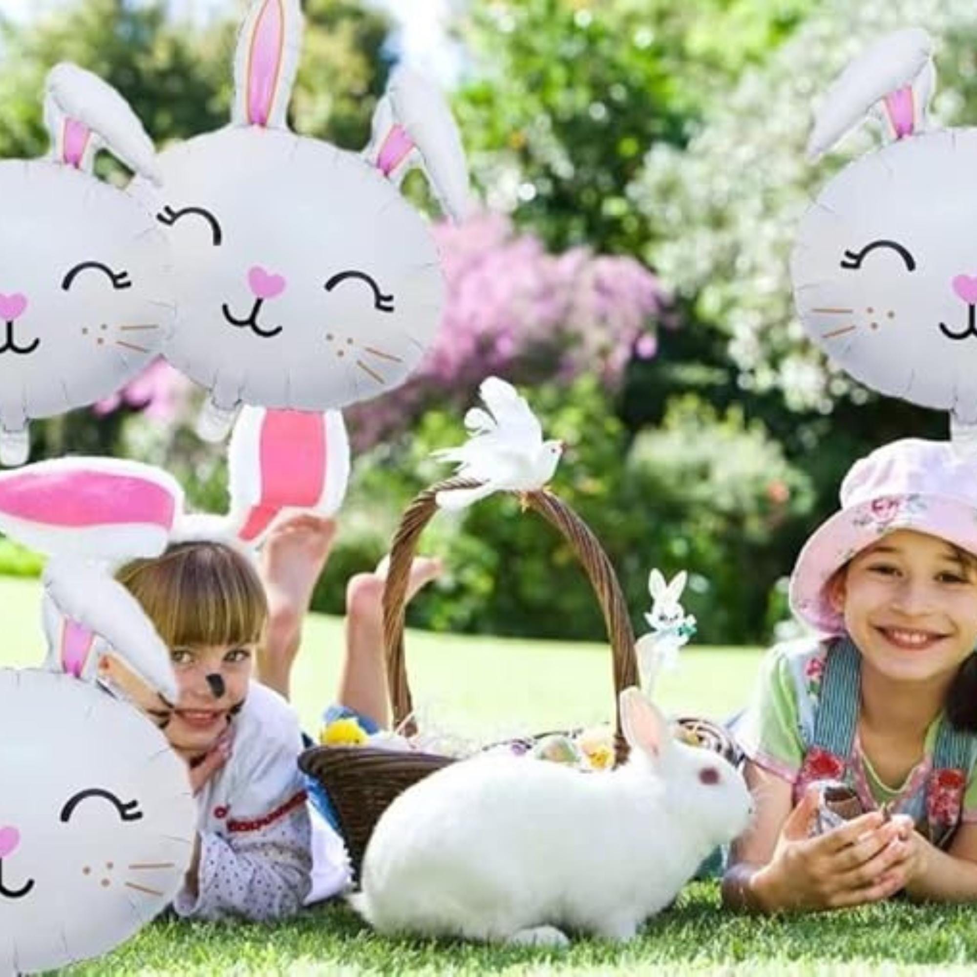 Jumbo Easter Bunny Balloon 30 Inch White Rabbit Head Foil Party Decor Supplies