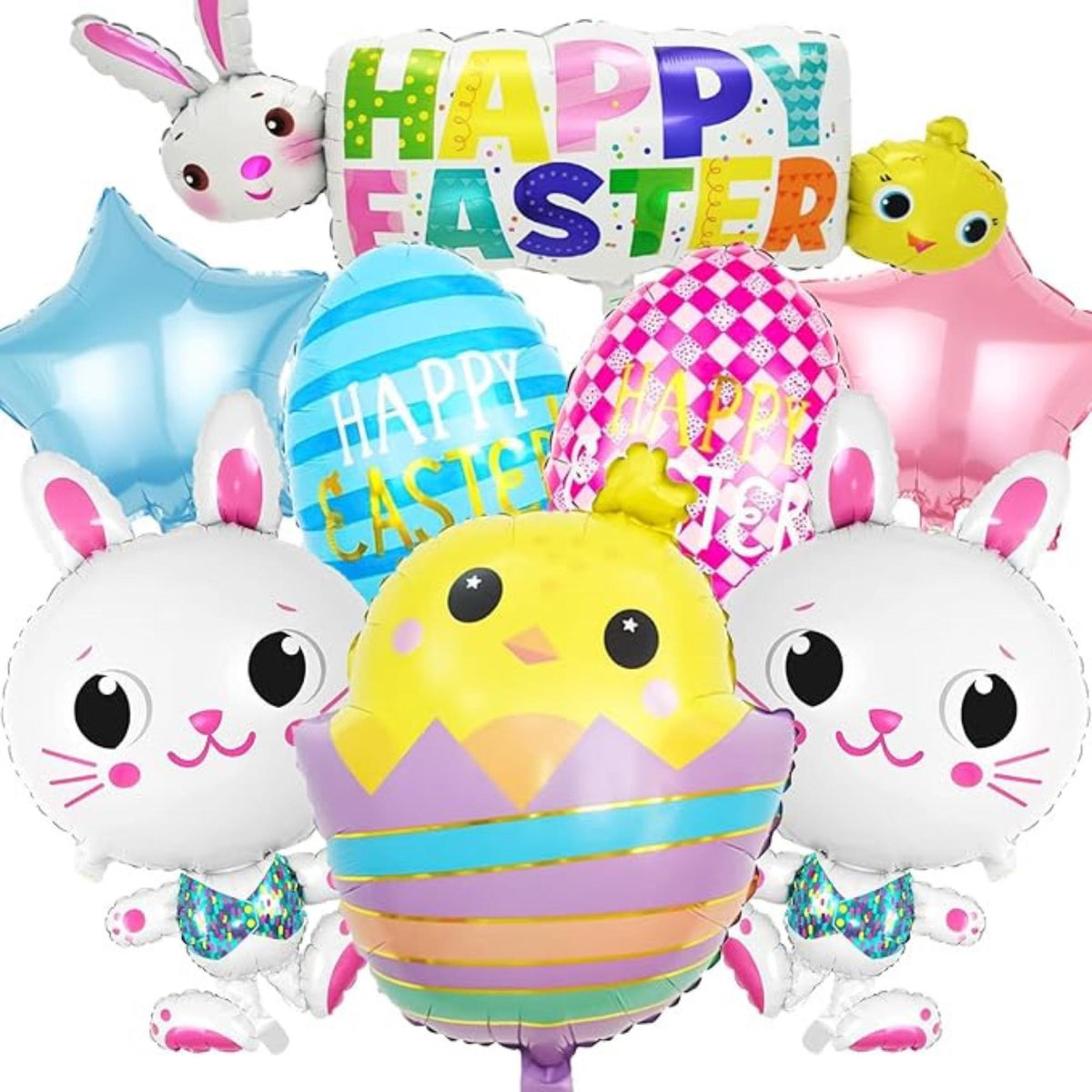 Happy Easter Balloons Bunny Egg Foil Mylar Party Decor for Indoor Outdoor