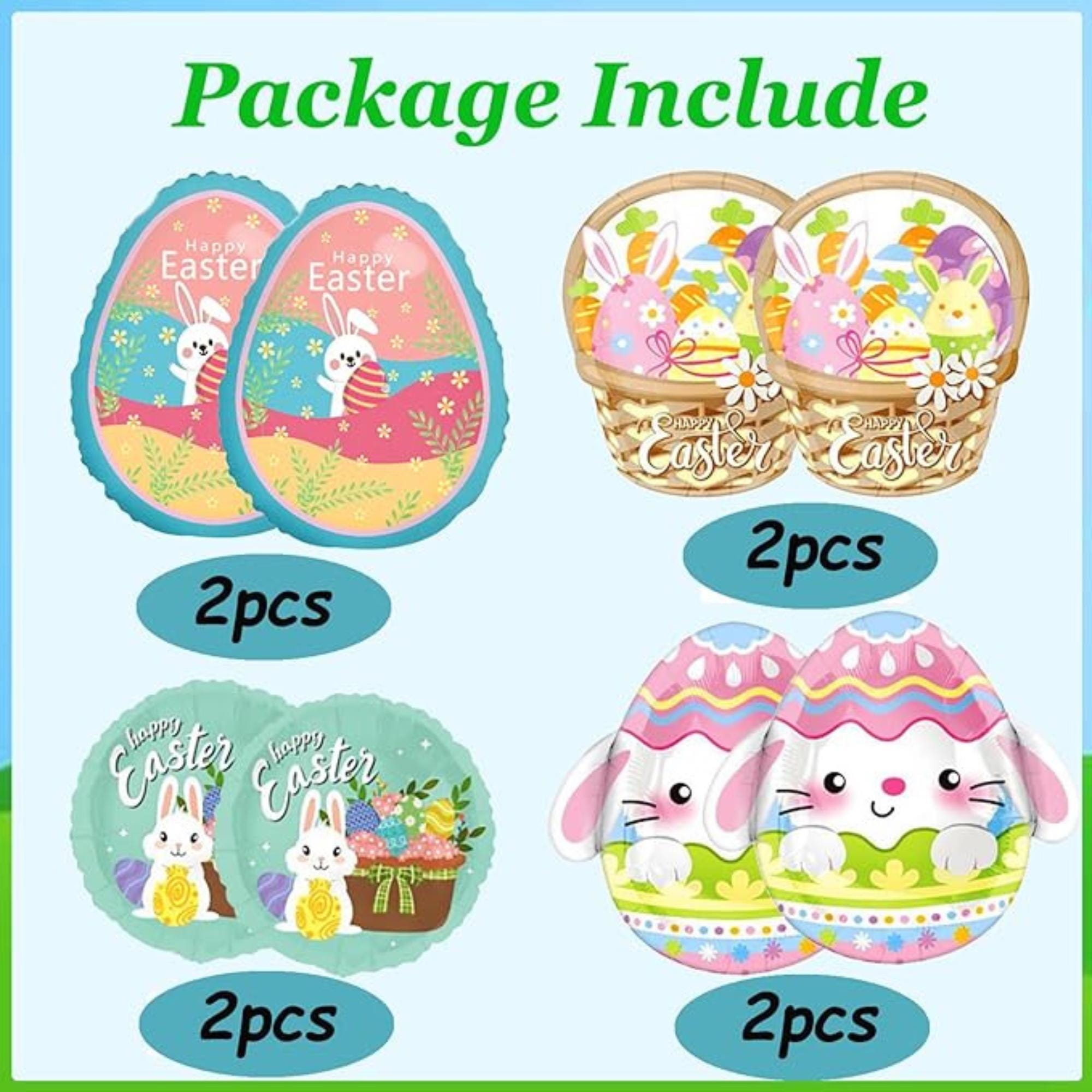 Easter Balloons Set of 8 Bunny Carrot Chick Egg Foil Party Decor Supplies