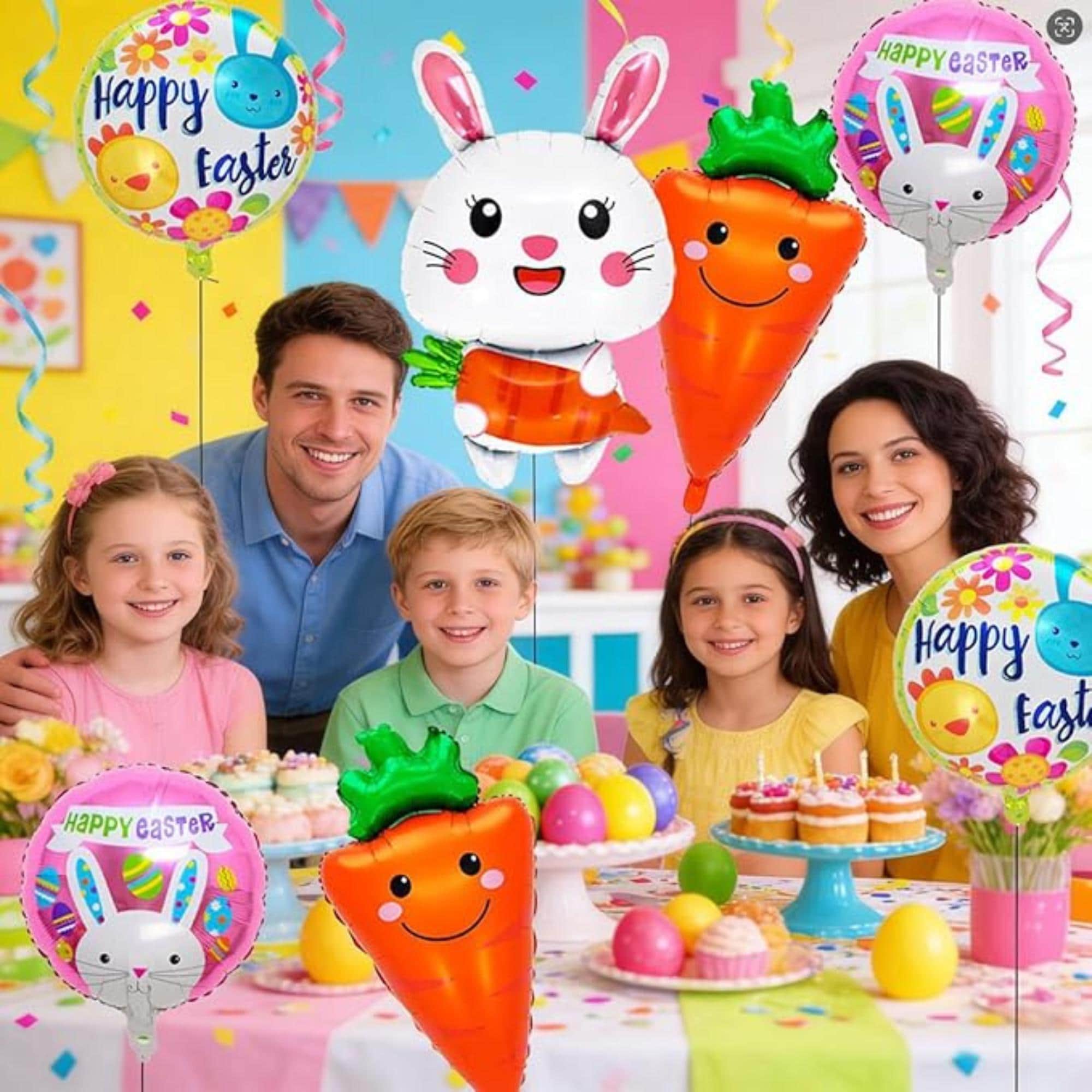 Easter Balloons Bunny Carrot Foil Party Decor Supplies for Spring Celebration