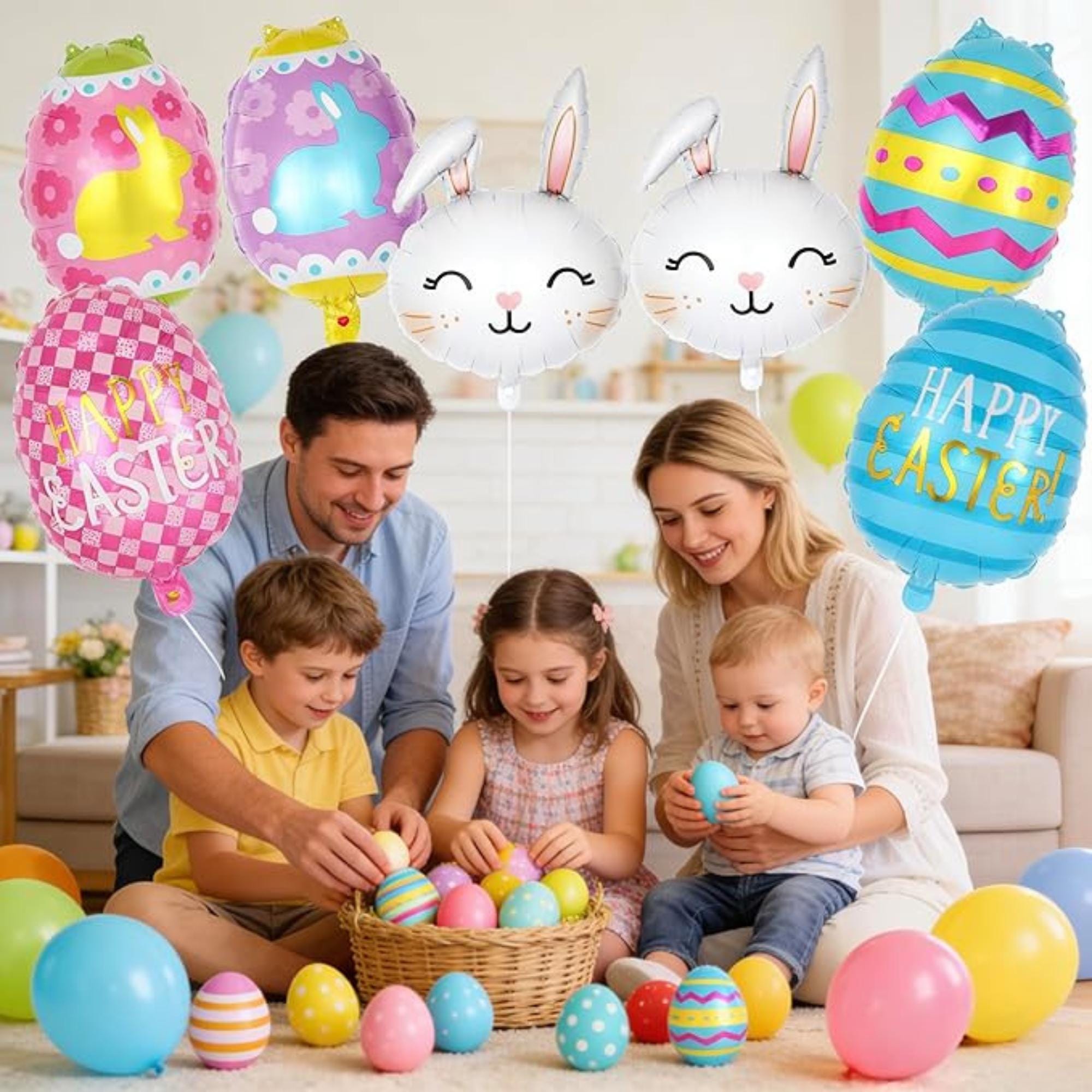 Easter Balloons Set of 10 Bunny Egg Foil Mylar Party Decor Supplies