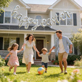 Happy Easter Silver Script Letter Balloons 18 Inch Foil Party Decor Supplies