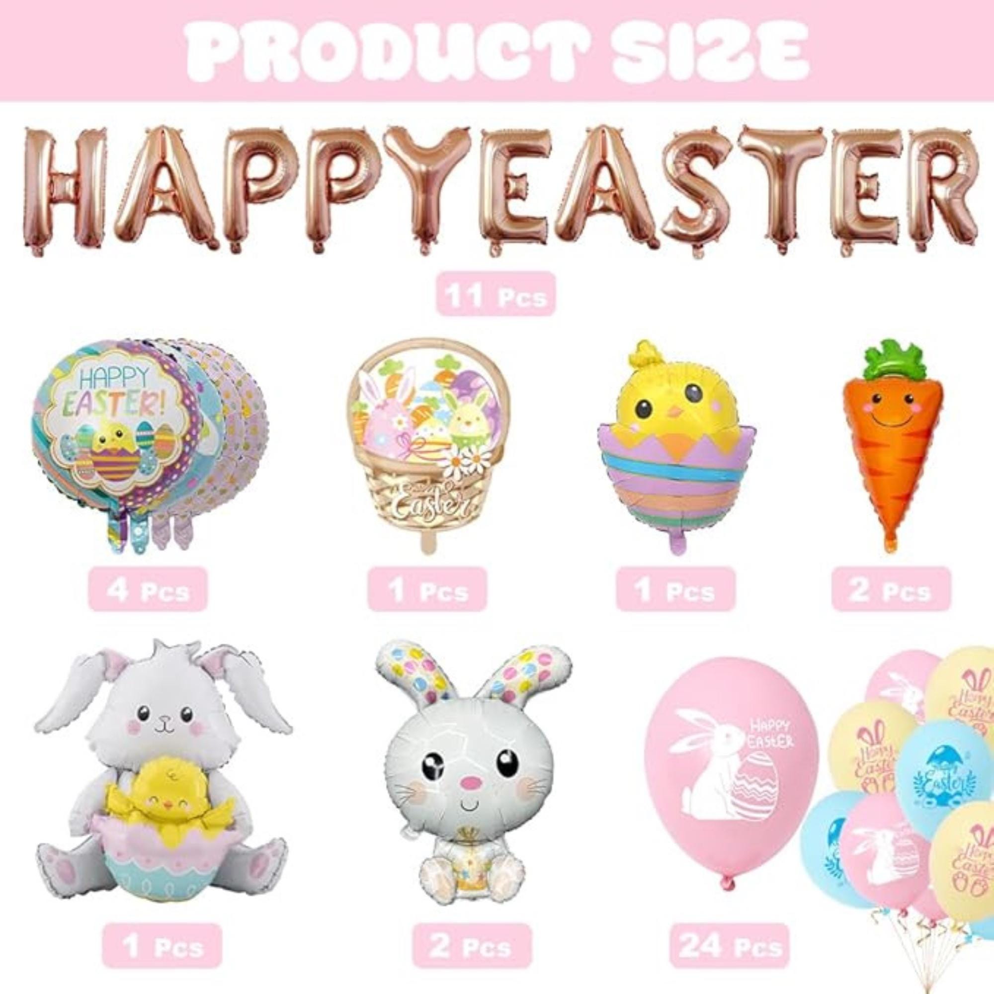 Easter Balloons Set of 46 Bunny Carrot Egg Chick Happy Easter Party Decor