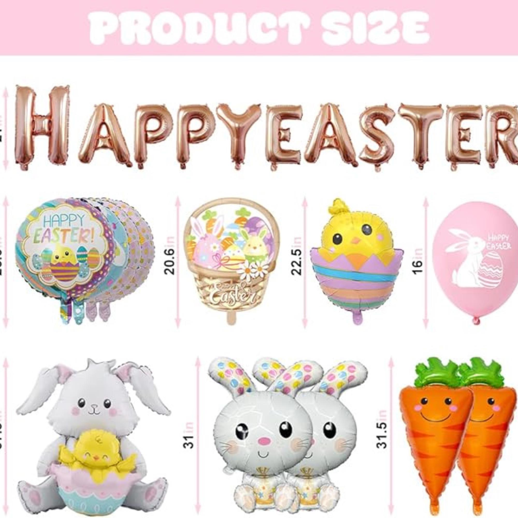 Easter Balloons Set of 46 Bunny Carrot Egg Chick Happy Easter Party Decor