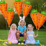 Easter Carrot Balloons Set of 6 Foil Party Decor Supplies for Baby Shower
