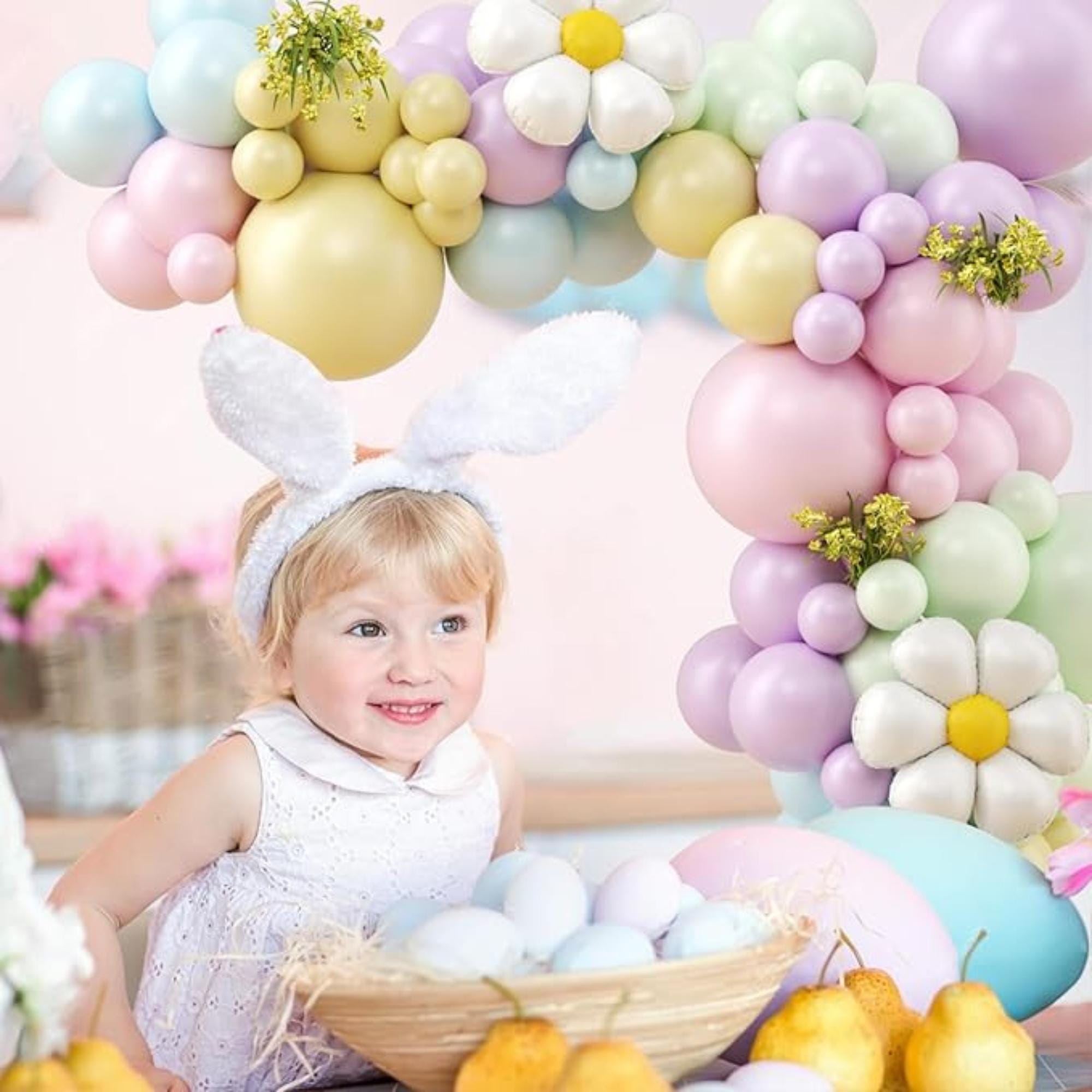Pastel Balloon Arch Garland Kit 145 PCS Bunny Daisy Egg Party Decor Supplies