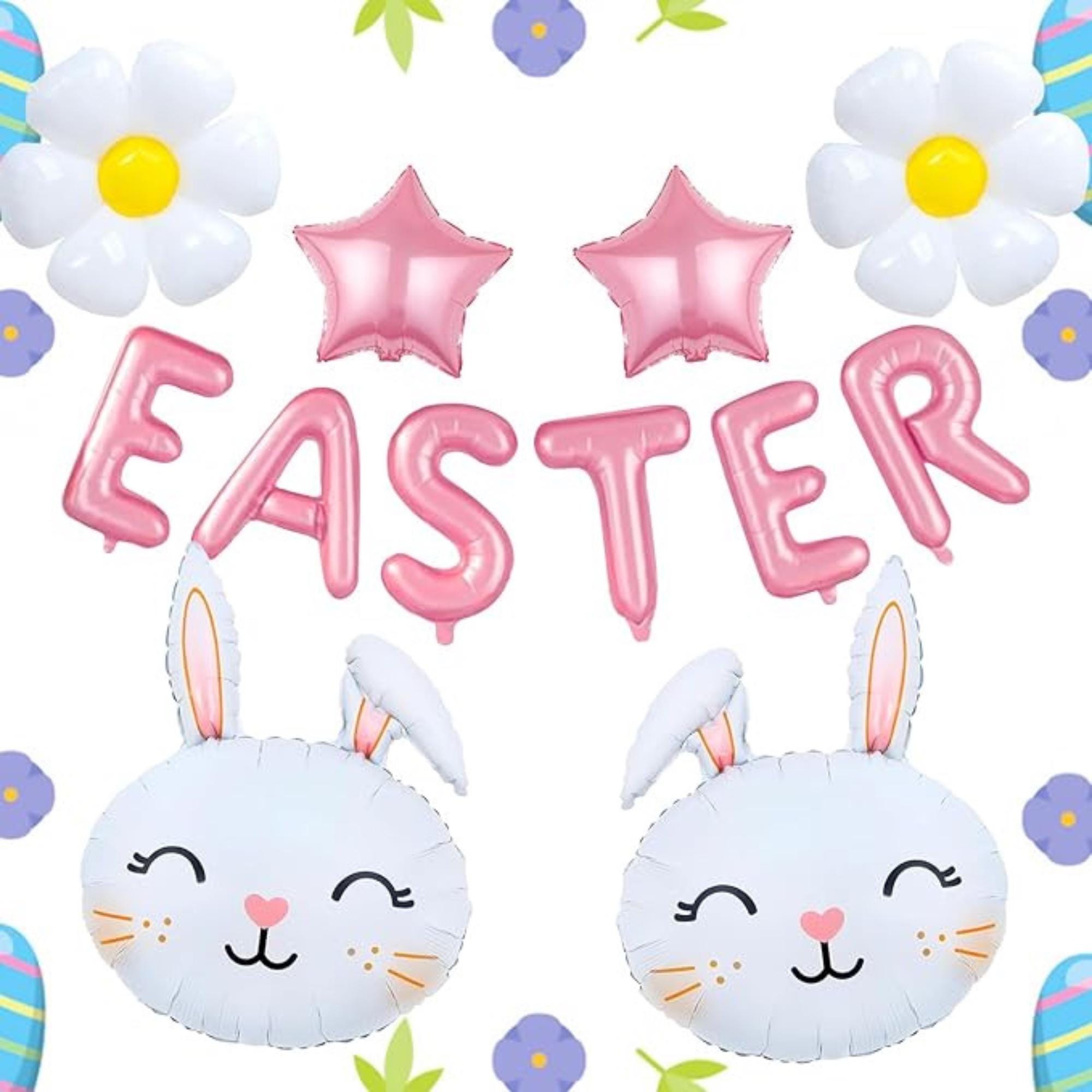 Easter Balloon Letters Bunny Star Foil Party Decor Supplies for Indoor Outdoor