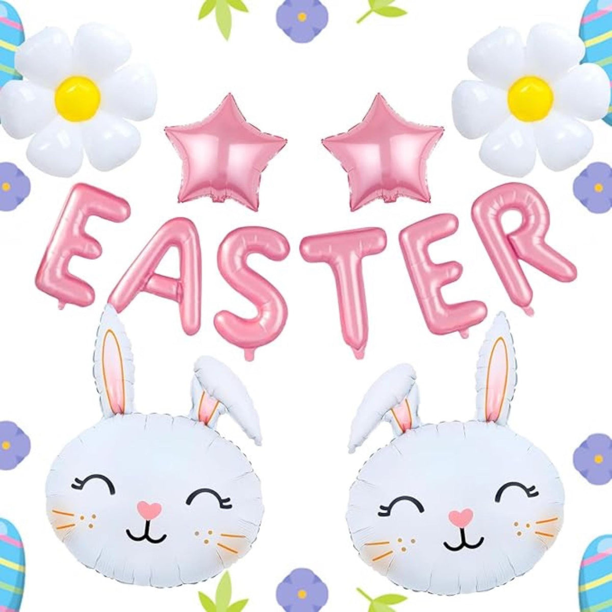 Easter Balloon Letters Bunny Star Foil Party Decor Supplies for Indoor Outdoor