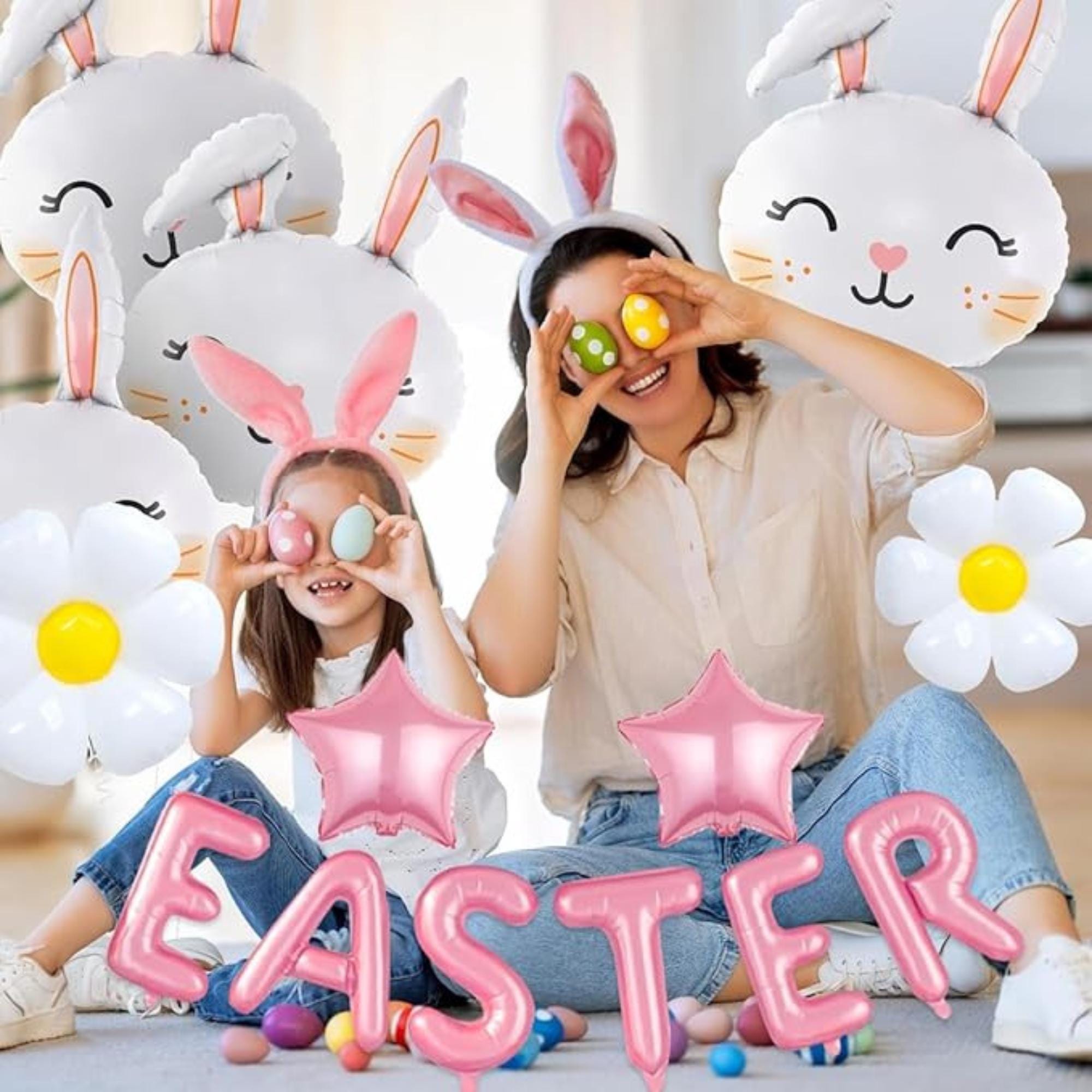 Easter Balloon Letters Bunny Star Foil Party Decor Supplies for Indoor Outdoor