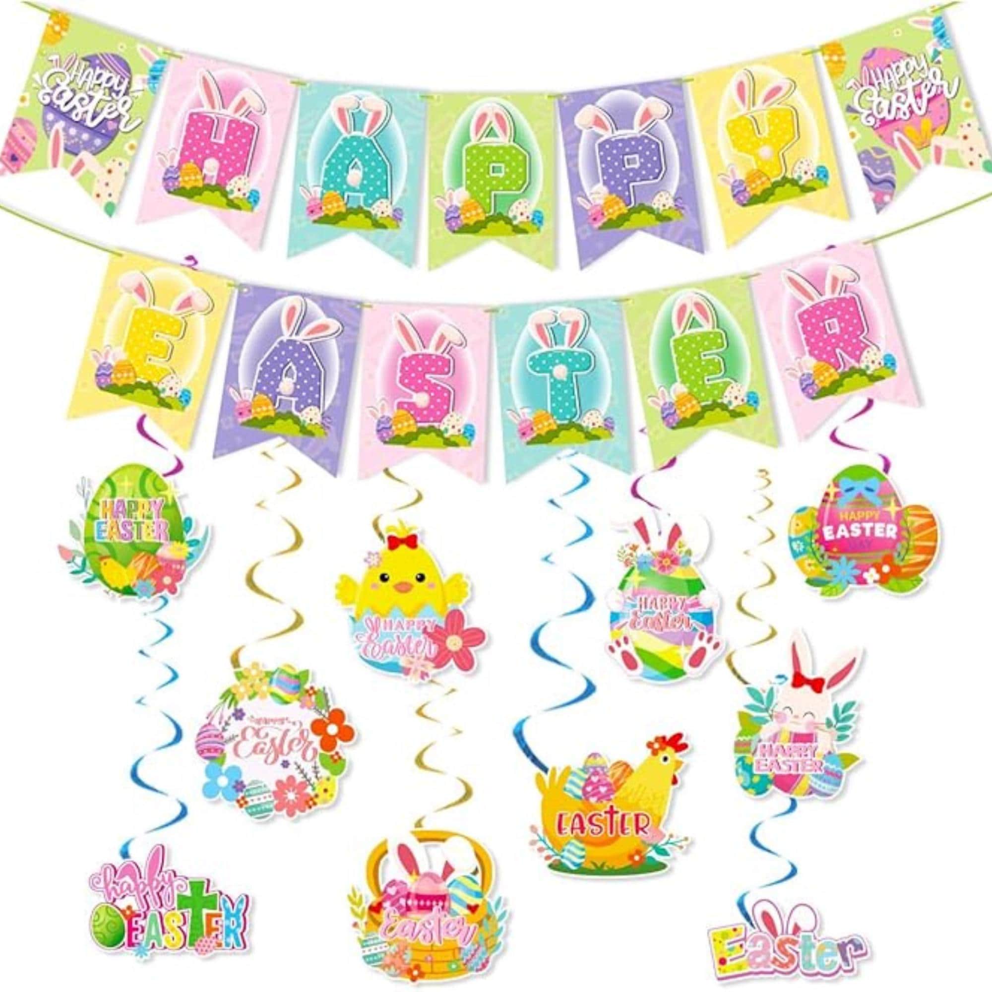 Easter Day Banner Easter Egg Party Decor for Kids Baby Shower Home Classroom