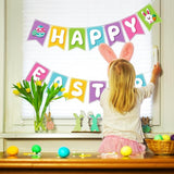 Happy Easter Banner Bunny Egg Garland Indoor Outdoor Party Decor Supplies