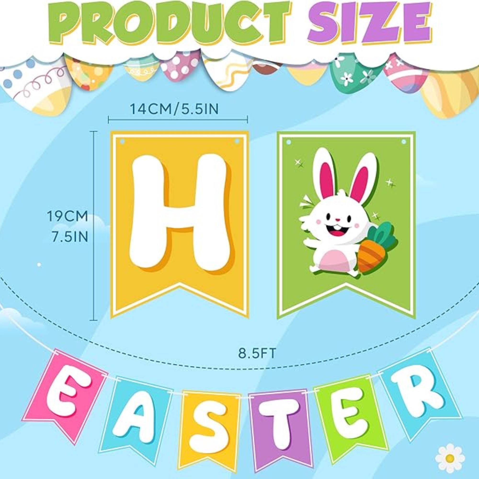 Happy Easter Banner Bunny Egg Garland Indoor Outdoor Party Decor Supplies