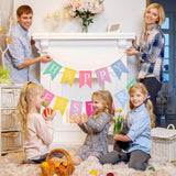 Happy Easter Banner Set of 2 Hessian Bunting Garland 2.5m Party Decor Supplies