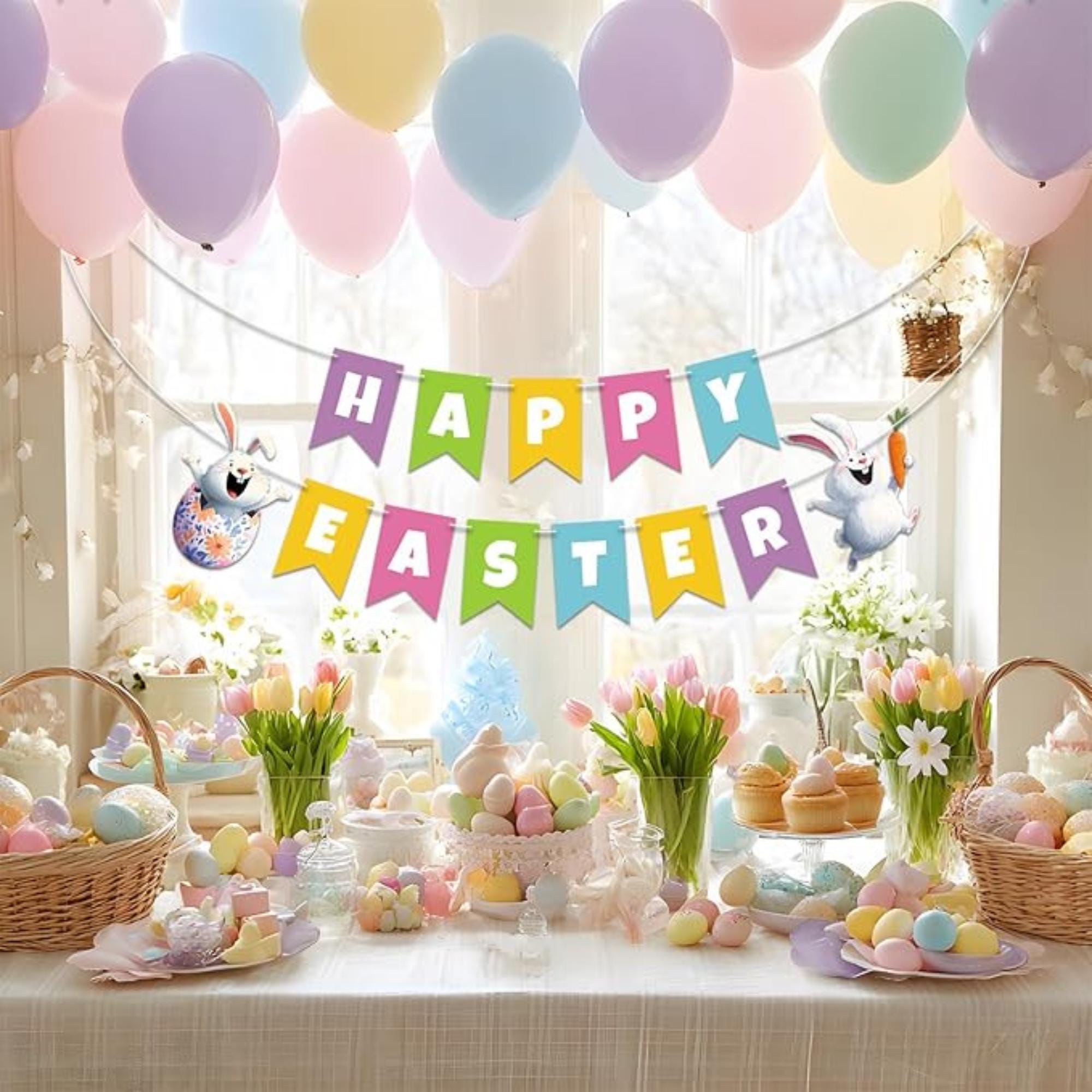 Easter Banner Party Decorations for Classroom Home Indoor Outdoor Supplies
