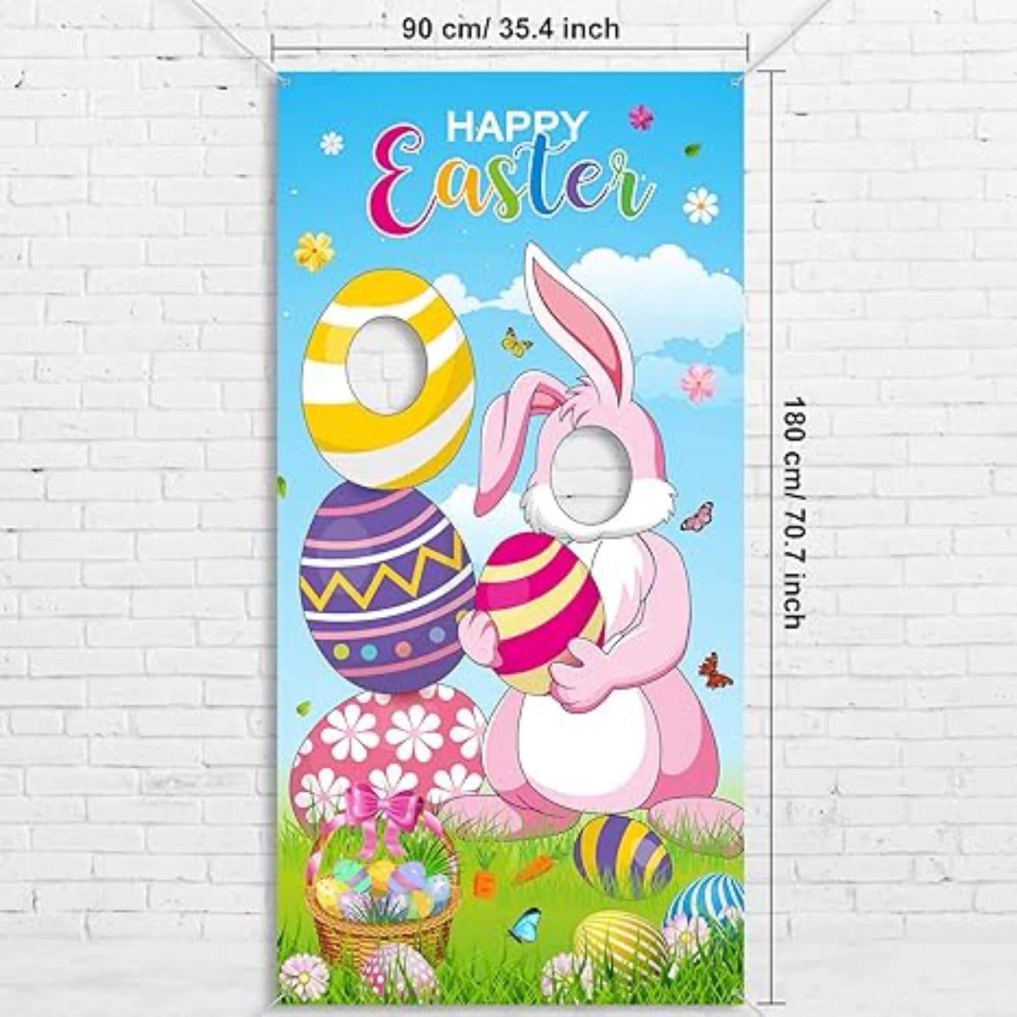 Easter Bunny Photo Booth Backdrop: 6x3 FT Party Decor Banner