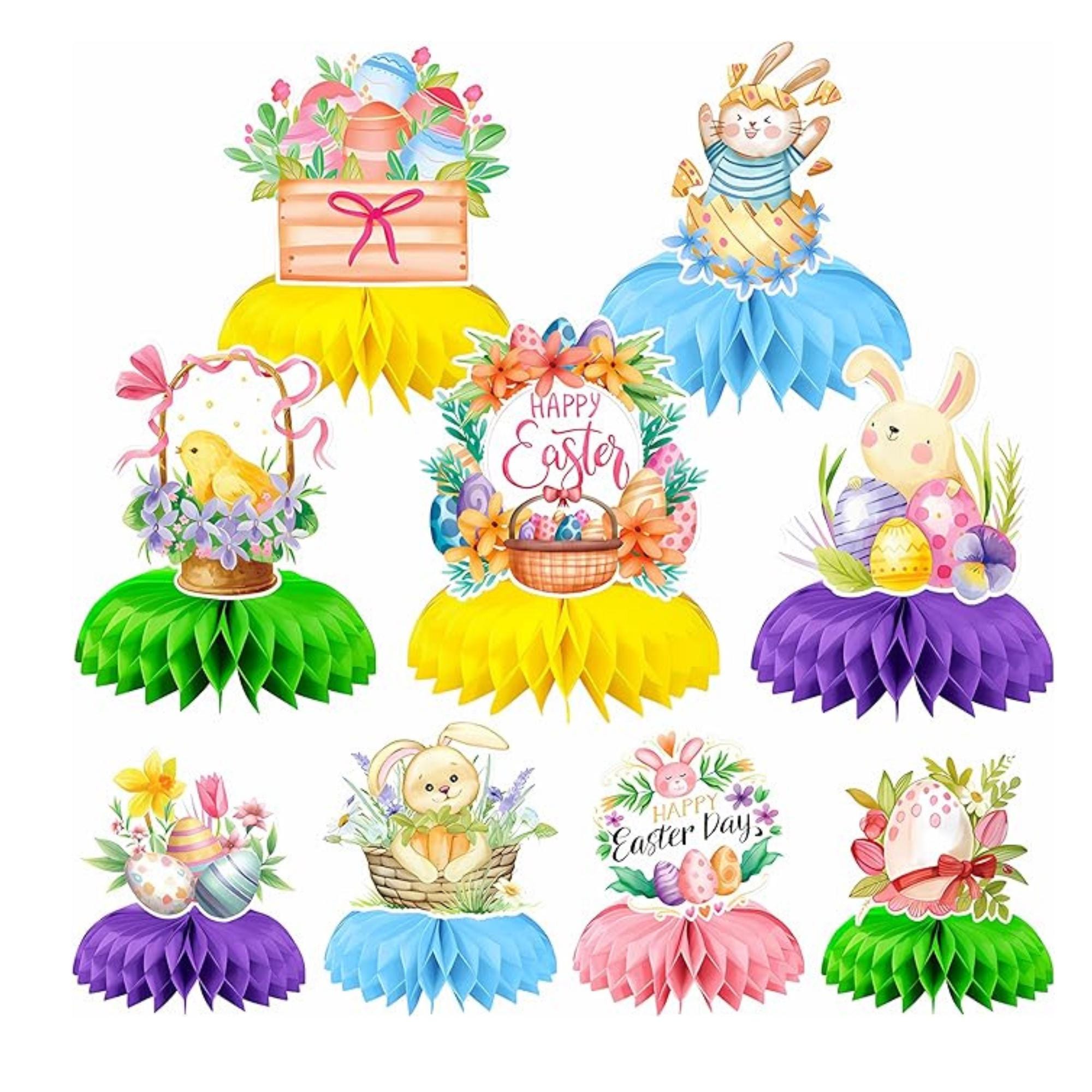 Easter Honeycomb Centerpieces Bunny Chick Egg Colorful Table Decor Supplies
