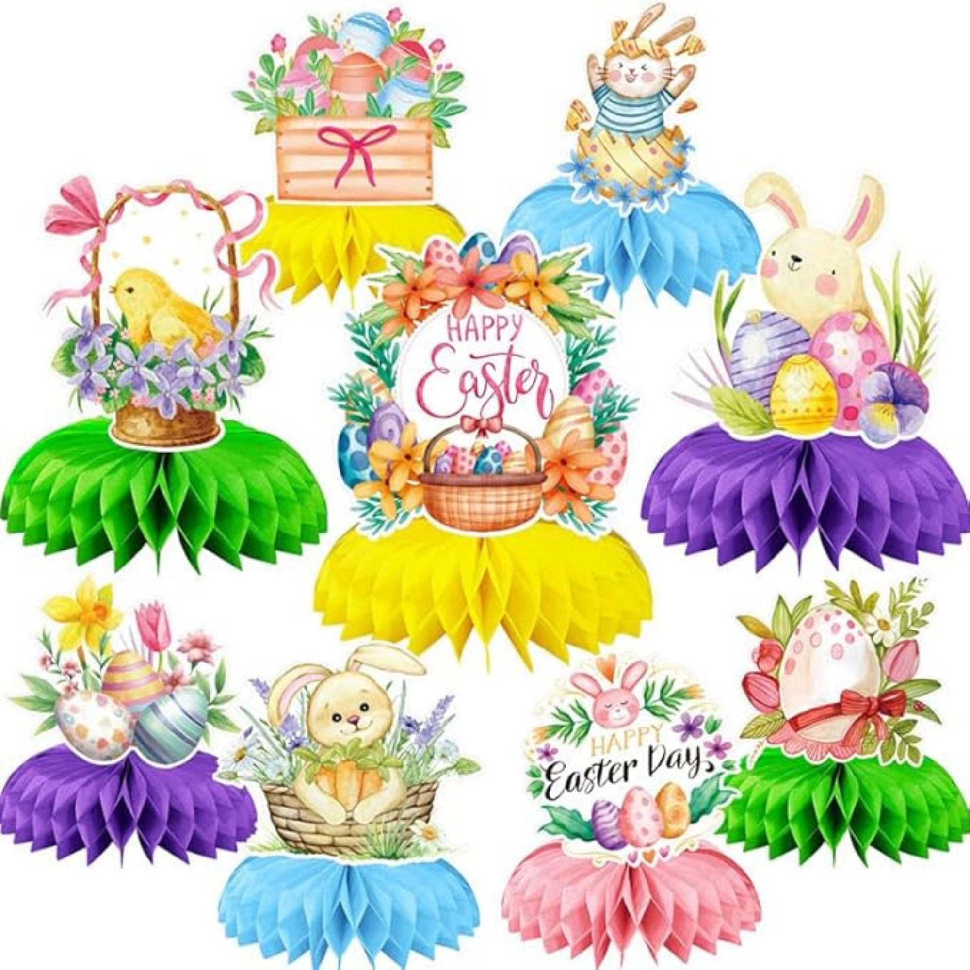Easter Honeycomb Centerpieces Bunny Chick Egg Colorful Table Decor Supplies
