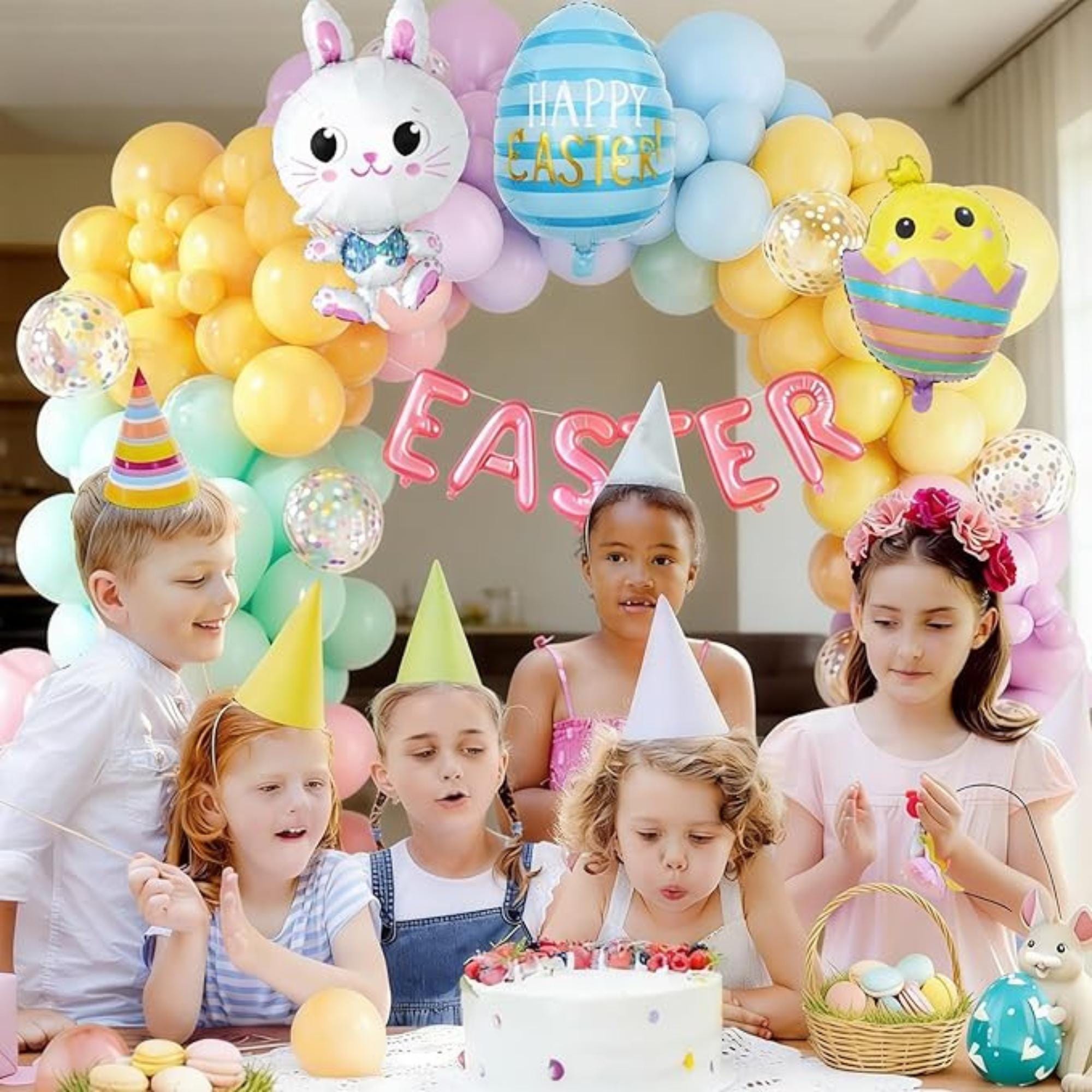 Easter Balloon Arch Kit 143 PCS Pastel Bunny Egg Happy Easter Party Decor Supplies