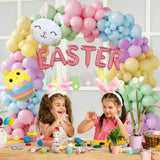Easter Balloon Garland Arch Kit 134 PCS Pastel Rainbow Bunny Egg Party Decor Supplies