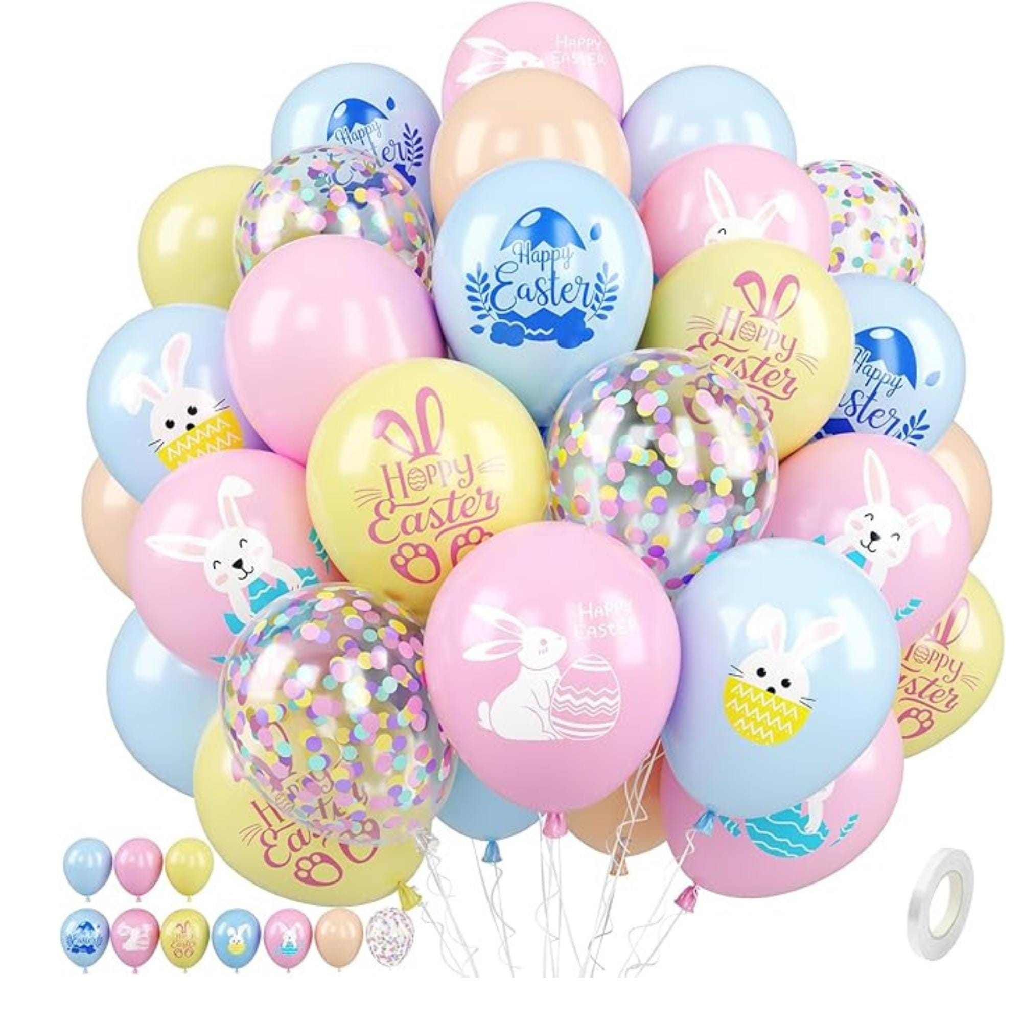 Pastel Easter Balloons: Bunny, Egg, Confetti Latex Party Decor Supplies