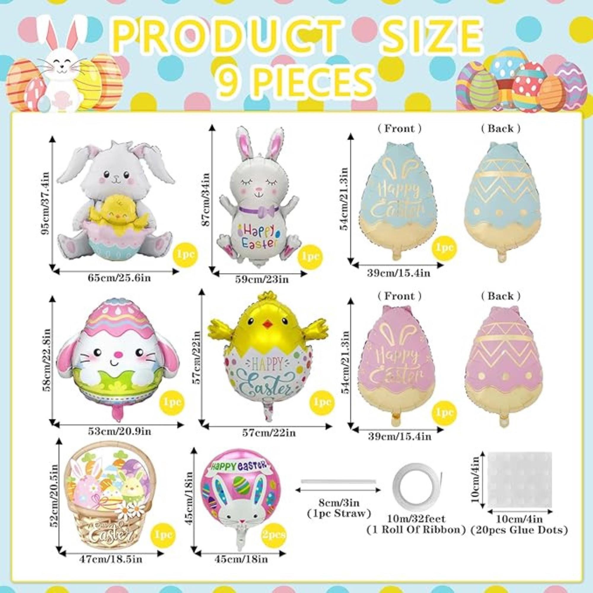Easter Foil Balloons: Bunny, Egg, Chick Party Decor Set