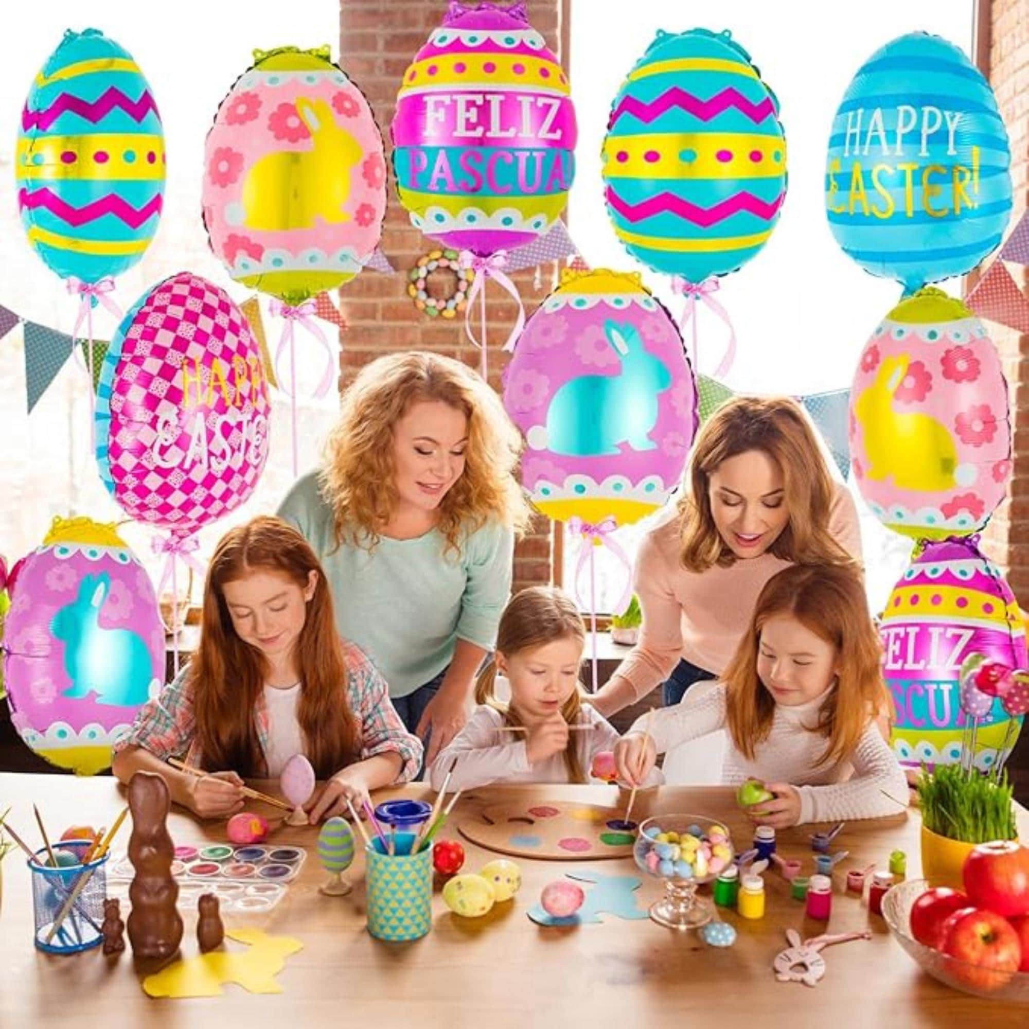 Easter Foil Balloons Set of 40 Happy Easter Egg Mylar Party Decor Supplies