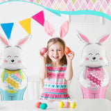 Giant Standing Bunny Foil Balloons: Pink, Blue Easter Party Decor Set