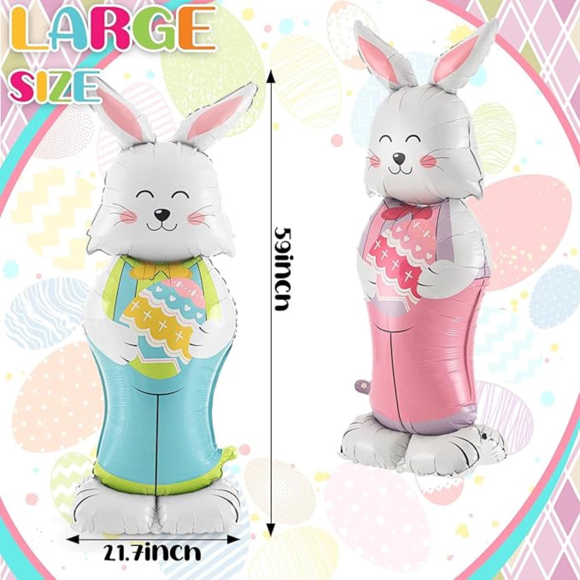 Giant Standing Bunny Foil Balloons: Pink, Blue Easter Party Decor Set