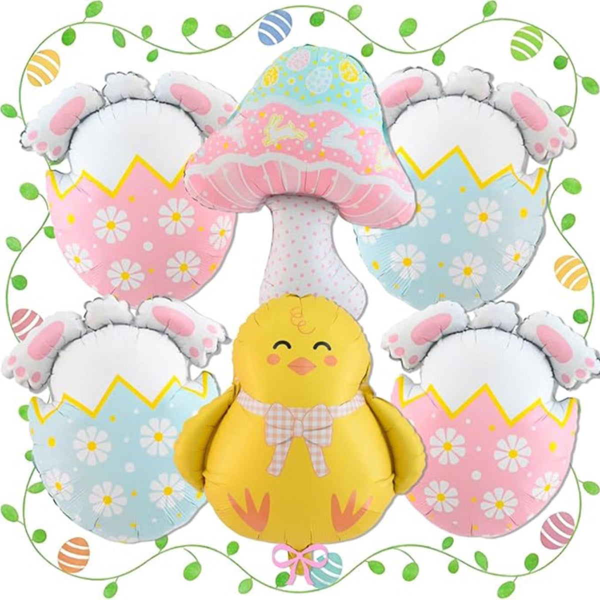 Happy Easter Balloons Set Bunny Egg Chick Colorful Party Decor Supplies