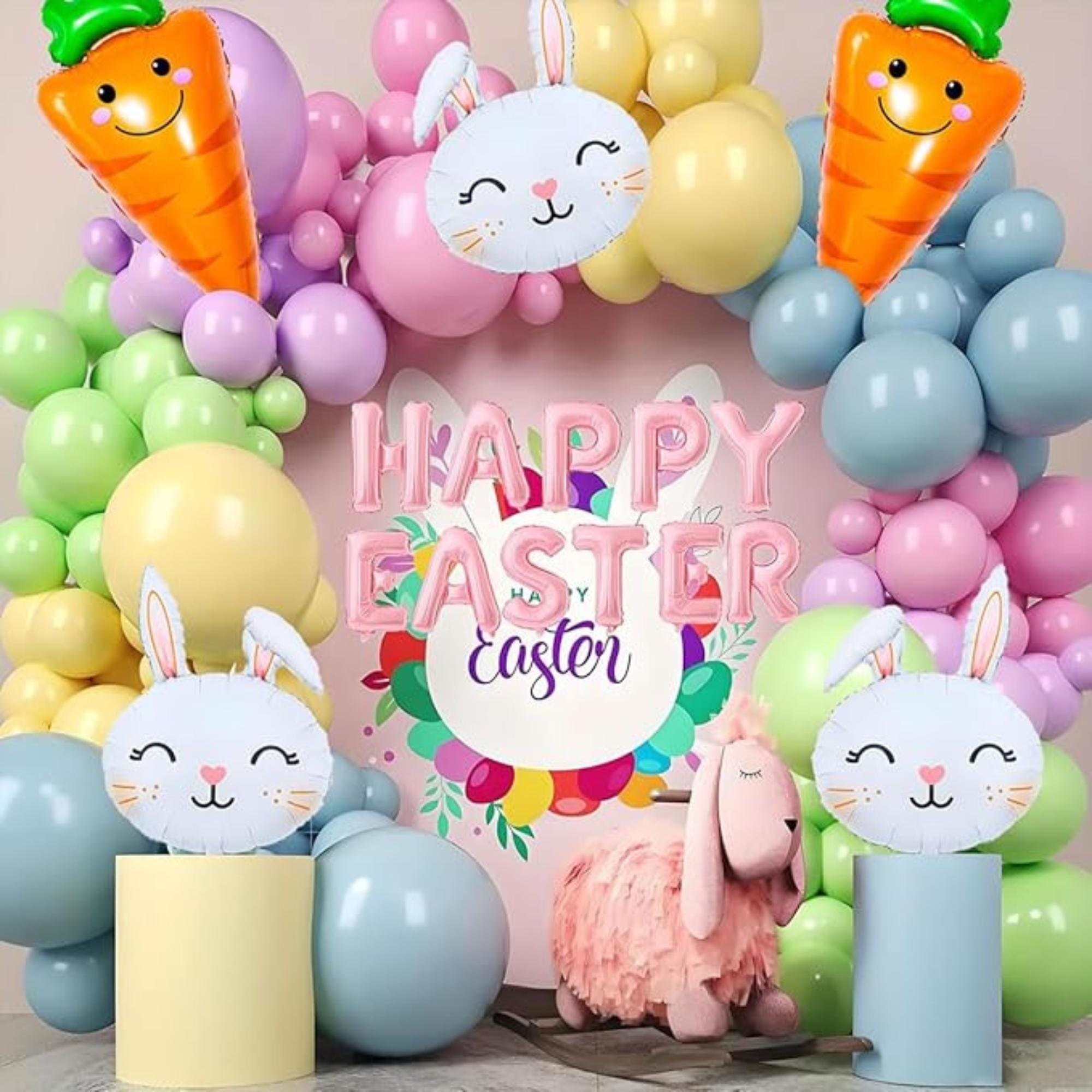Happy Easter Bunny Carrot Foil Balloon Party Decor Supplies