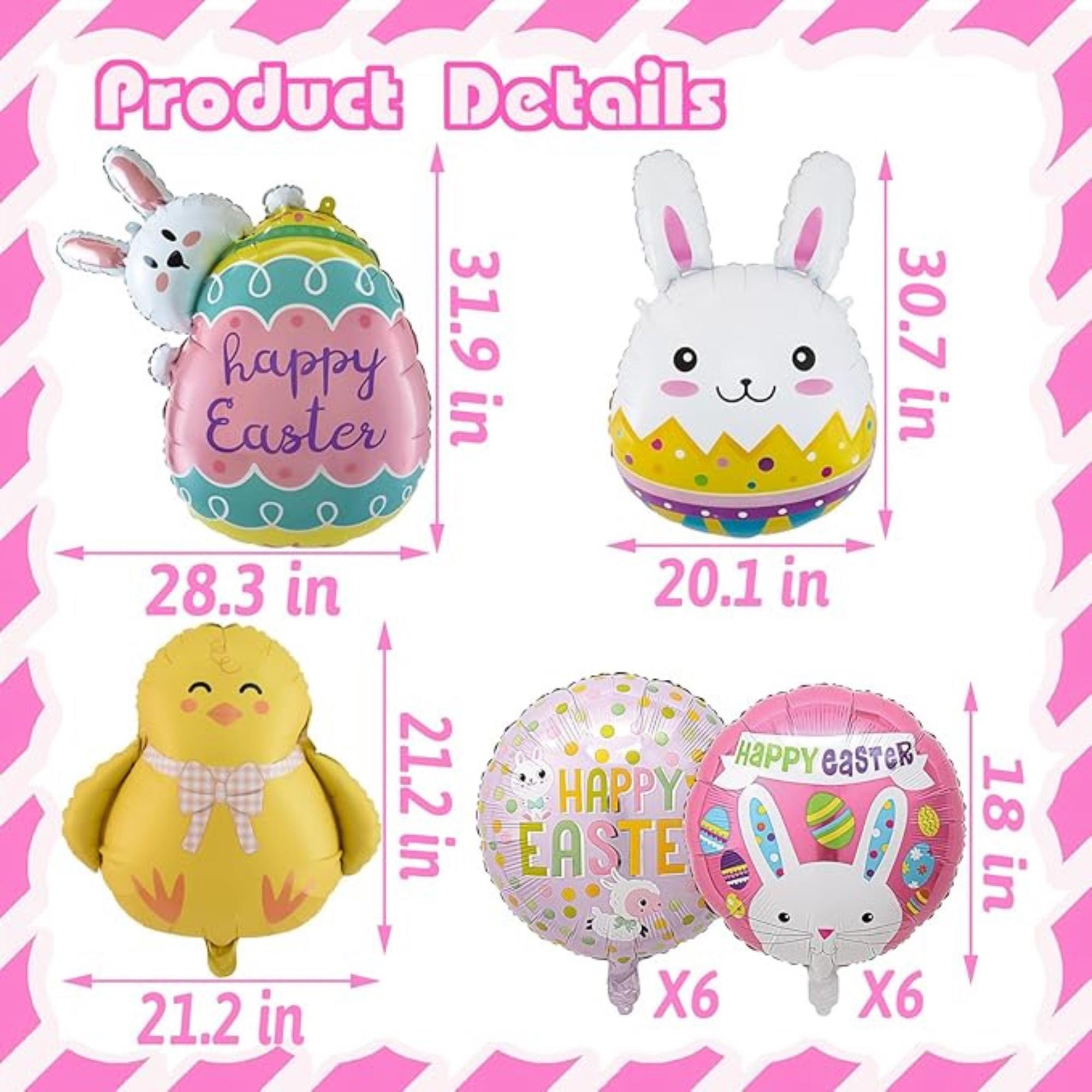 Easter Foil Balloons Set of 9 Bunny Chick Egg Animal Party Decor Supplies