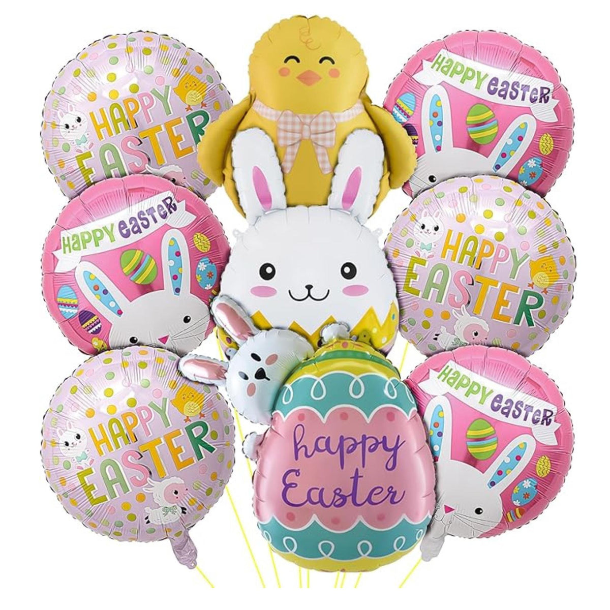 Easter Foil Balloons Set of 9 Bunny Chick Egg Animal Party Decor Supplies