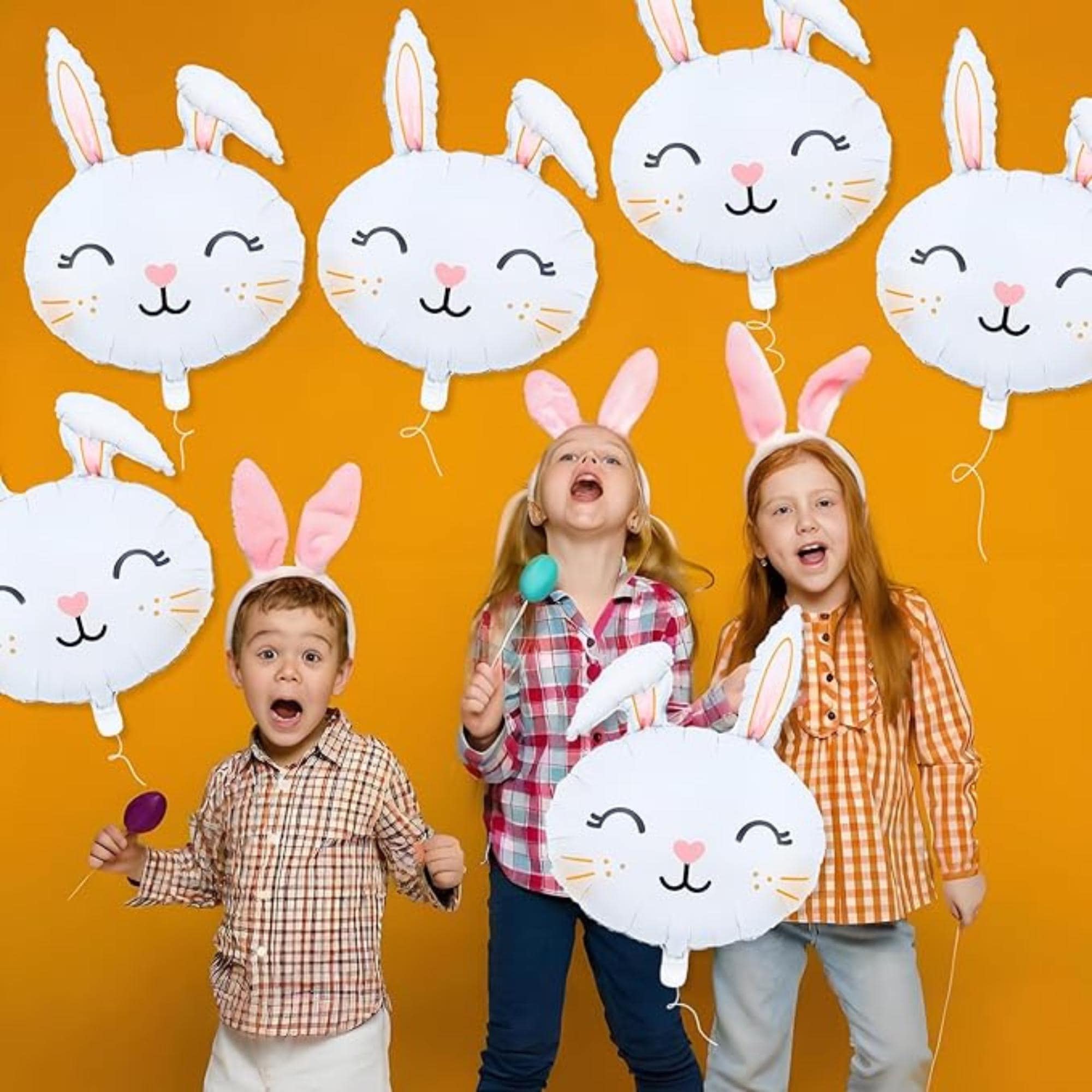 Easter Bunny Head Foil Balloons Set of 6 Rabbit Mylar Party Decor Supplies