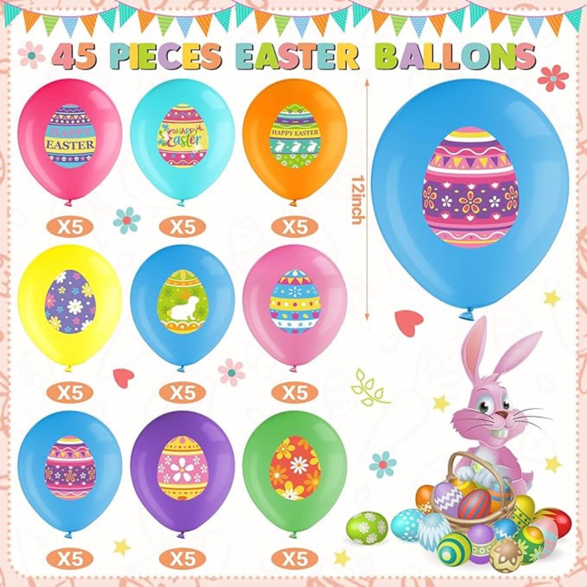 Easter Latex Balloons: Happy Easter Egg Print Party Decor Supplies