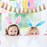 Easter Bunny Burlap Banner with Colorful Tails – Festive Party Garland