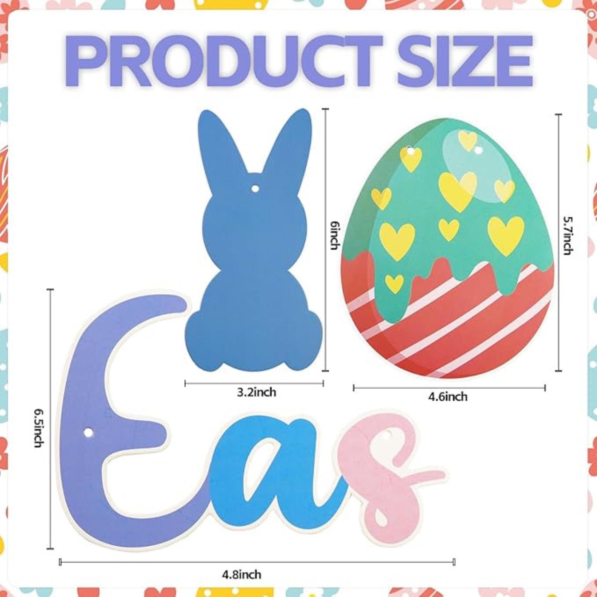 Happy Easter Banner Egg Garland with Bunny Hanging Swirl Party Decor Supplie