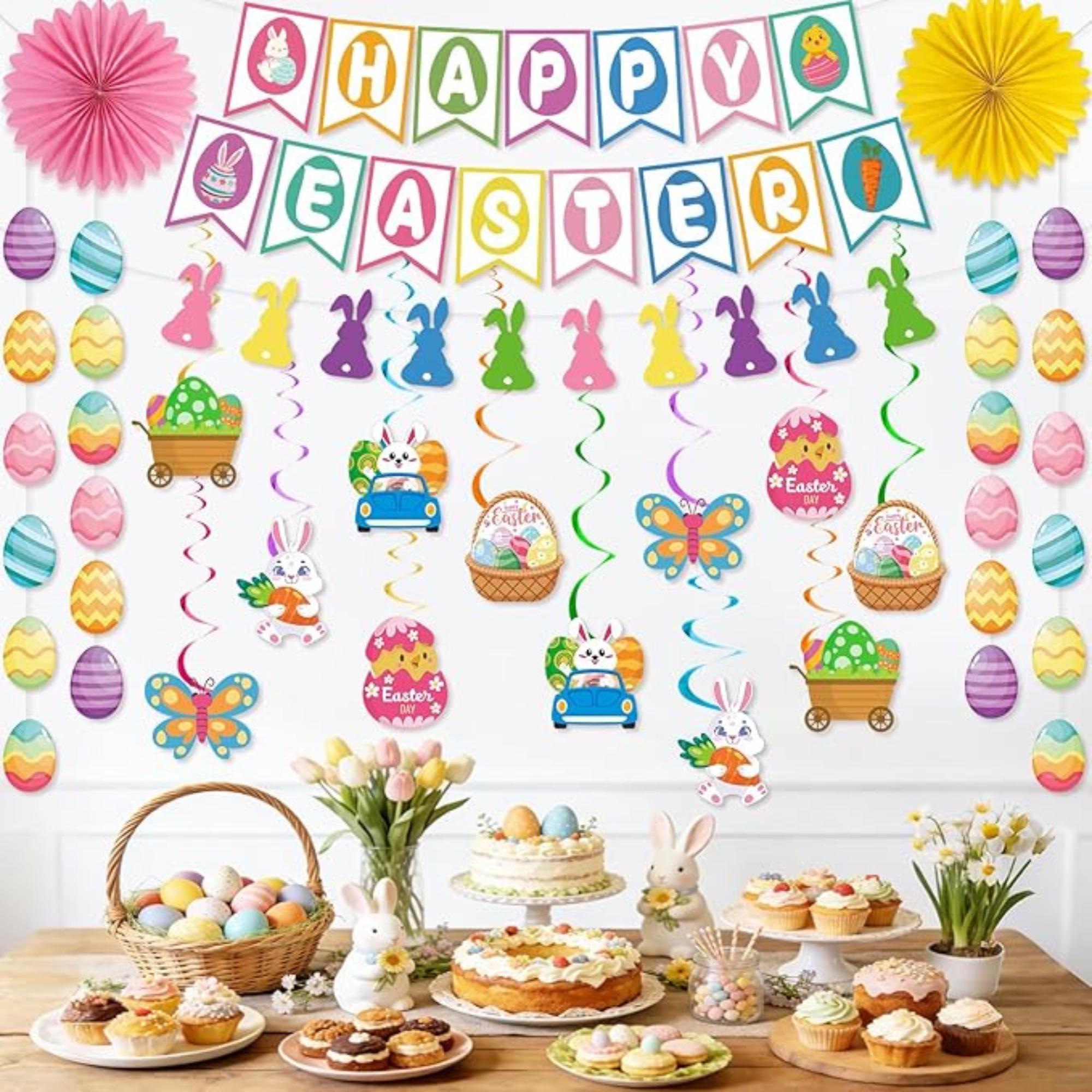 Easter Decorations Set 55 PCS Happy Easter Banner Hanging Party Decor Supplies