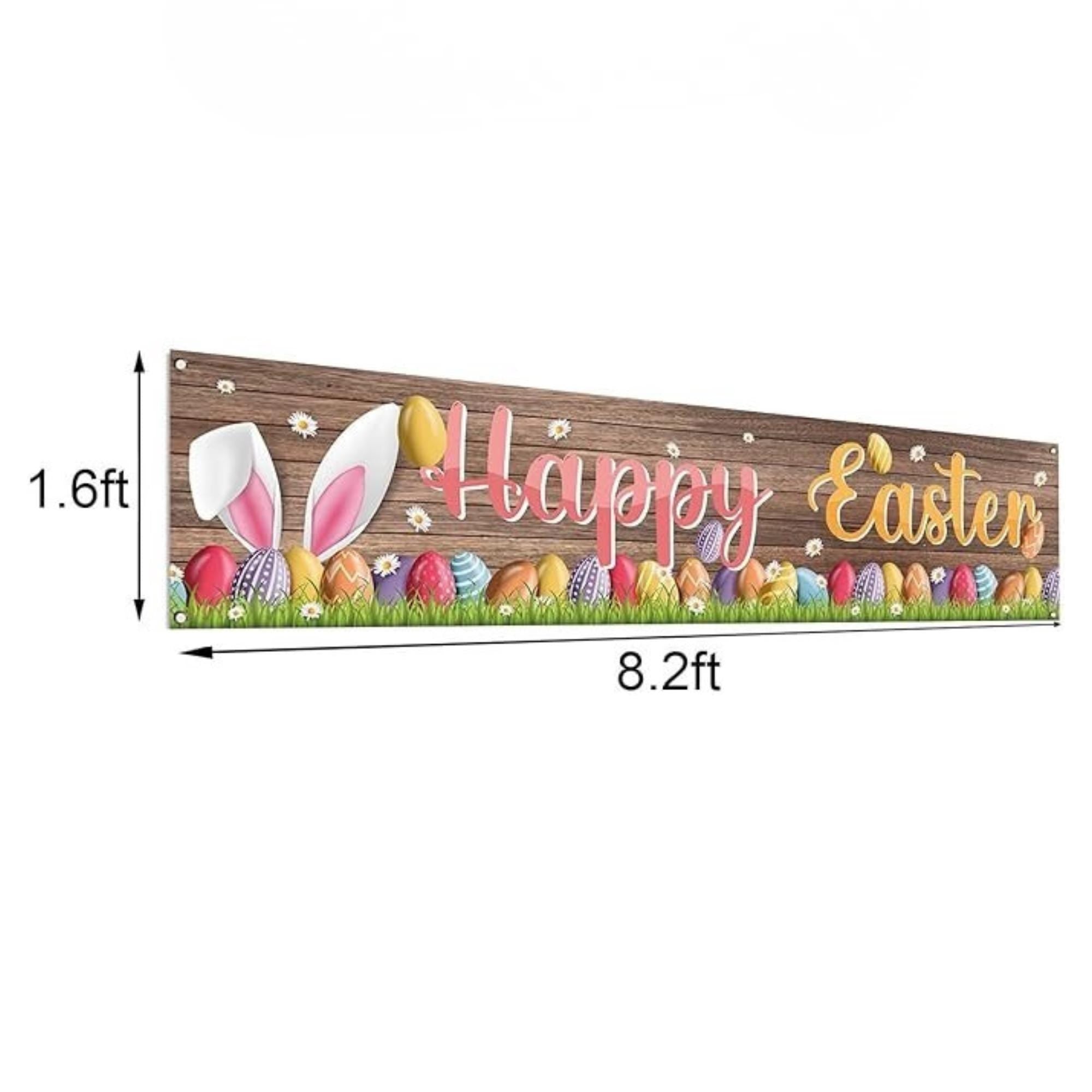 Happy Easter Banner for Fence Bunny Egg Spring Home Classroom Office Party Decor Supplies