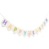 Felt Happy Easter Banner Pastel Bunny Bunting Garland Mantel Wall Party Decor Supplies