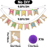 Burlap Easter Banner with Bunnies and Pom Poms – Pre-Assembled Garland