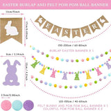 Easter Burlap Banner with Felt Bunny Pom Pom Garland Decorations