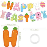 Happy Easter Banner Sign Bunny Egg Garland Spring Party Decor Supplies