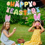 Happy Easter Banner Sign Bunny Egg Garland Spring Party Decor Supplies
